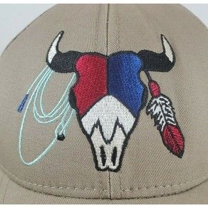 Vtg Dad Hat Tan Red‎ Snapback Embroidered Southwest Sutton Ropes Made in USA